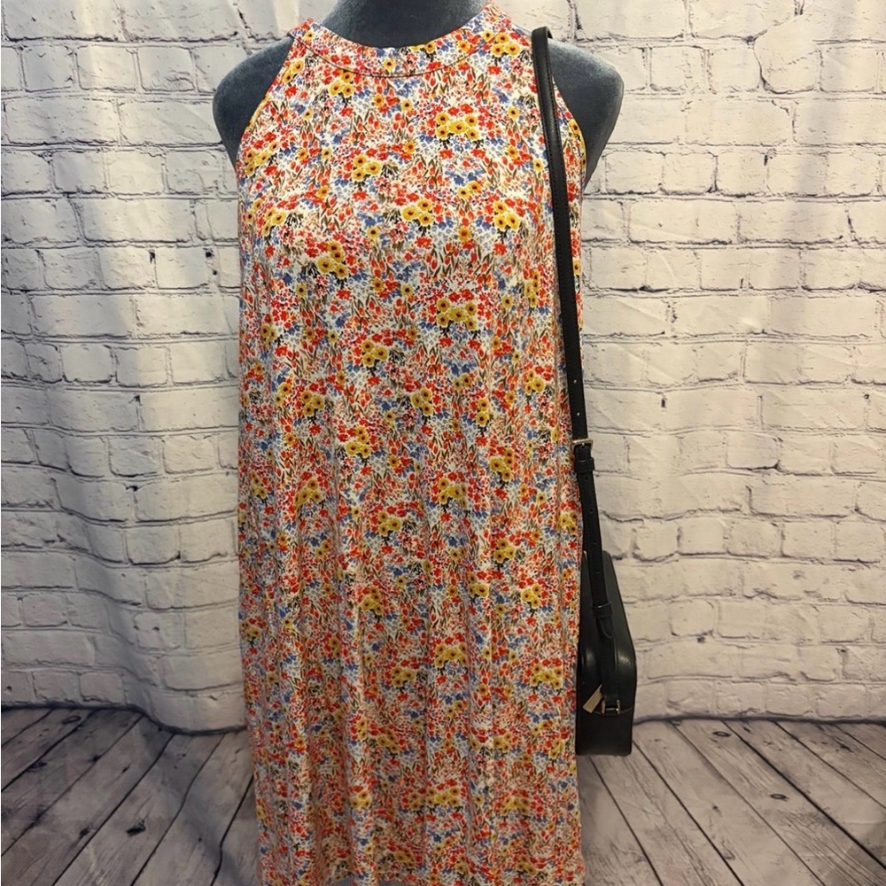 LOFT Multicolor Floral Midi Dress
